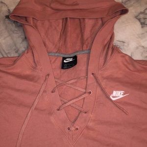 Pink Nike Lace-Up Hoodie
